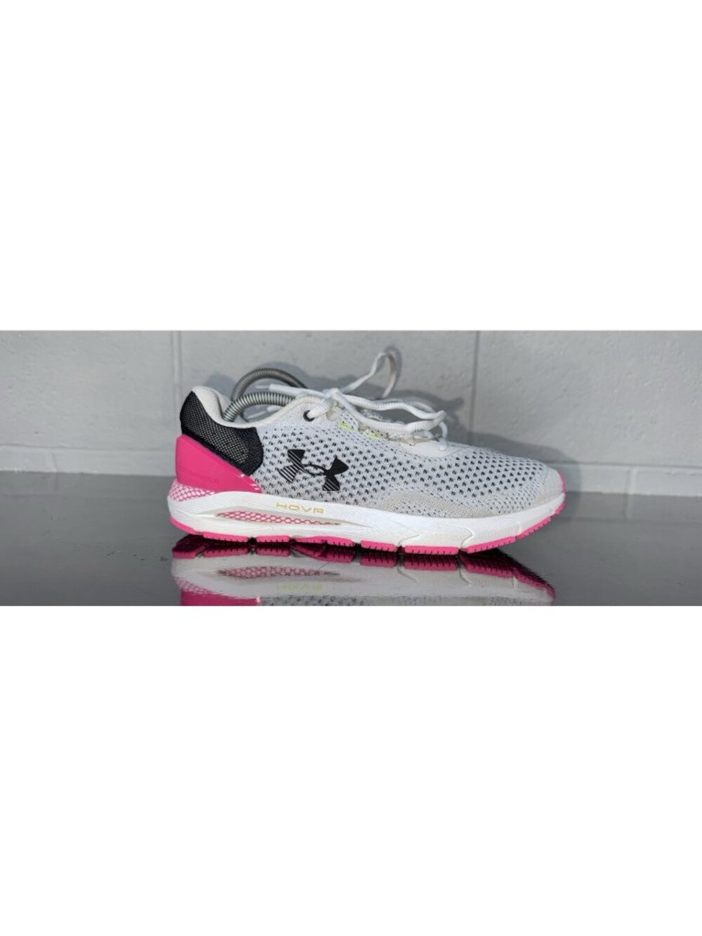 Under Armour HOVR Intake 6 Womens Athletic Running Shoes Size 9 White Pink Black